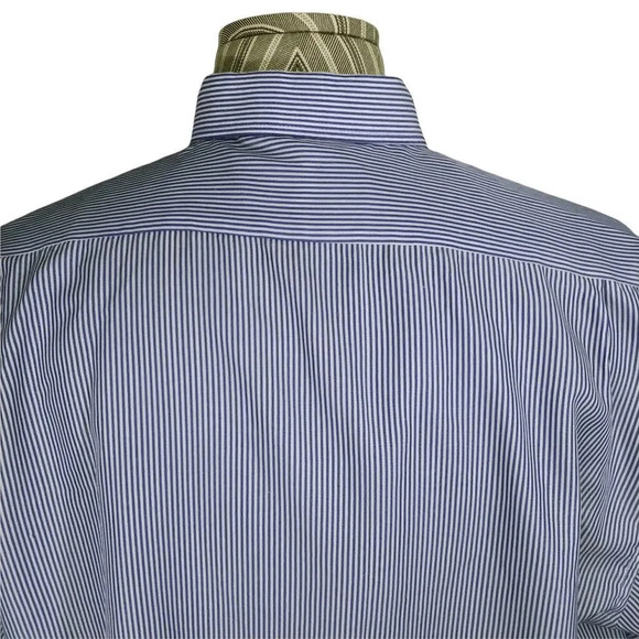 Nautica Button  Down Dress Shirt, White Blue Stripes Business, Office, Work - Picture 8 of 8